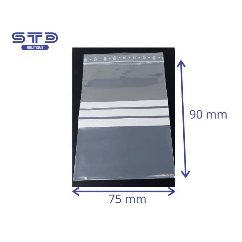 Sachet ZIP Bandes 75 x 90 mm PE 50 microns par 1000