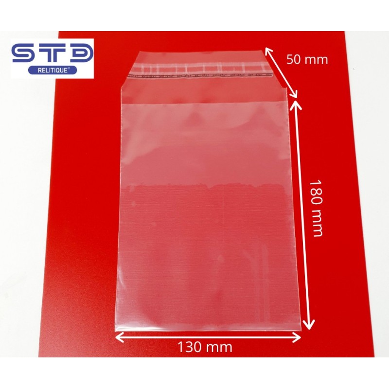 Sachet conditionnement plastique à fermeture adhésive 130 x 180 mm