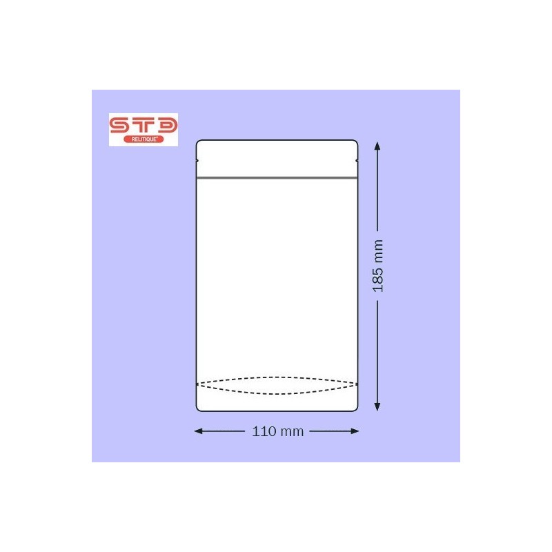 Sachet zip à bandes blanches 80 x 120 mm, Résistant, Transparent, A