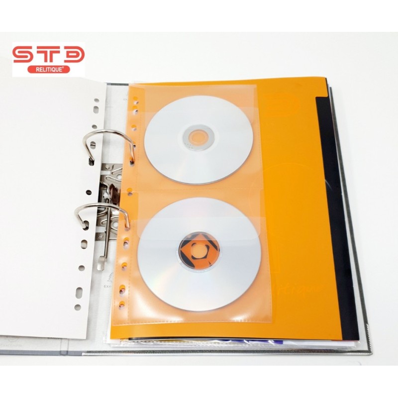 Pochette pour 1 CD/DVD - double perforation - 10 pochettes