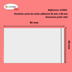 127053 - POCHETTE ADHESIVE CARTE DE VISITE 60 X 95 MM PETIT COTE PAR 200