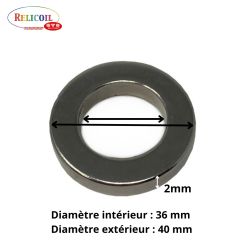 Aimant  forme anneau diamètre extérieur 40 mm par 20