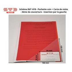1420 - POCHETTE COIN ADHESIVE 170 X 170 MM AVEC POCHE CARTE DE VISITE A  DROITE PAR 100