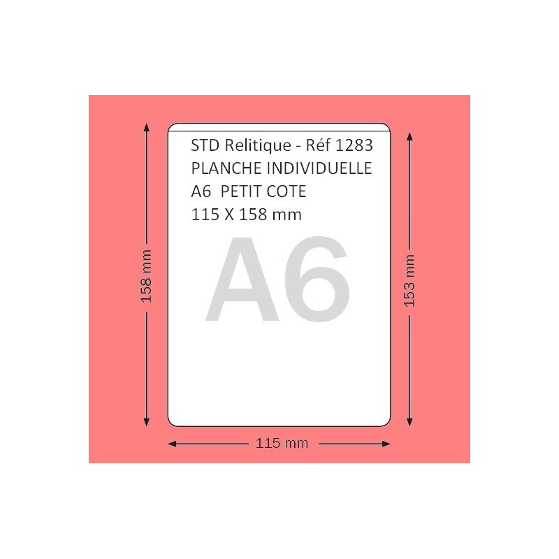 1283 - A6  PETIT COTE 115 X 158 MM PAR 100 EN PLANCHE INDIVIDUELLE