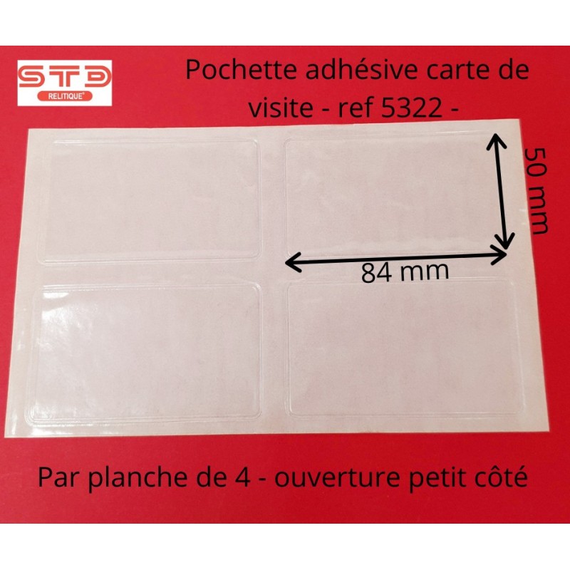 127071 - POCHETTE ADHESIVE CARTE DE VISITE GRAND COTE 90 X 60 AVEC